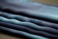 Blue tender colored textile, elegance rippled material Royalty Free Stock Photo