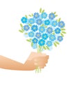 Blue tender forget-me-not flowers in retro style. Royalty Free Stock Photo