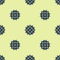 Blue Tennis ball icon isolated seamless pattern on yellow background. Sport equipment. Vector Royalty Free Stock Photo