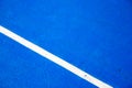 Blue tennis court with white line. Empty sport field photo. Hard cover surface for lawn tennis. Summer sport activity