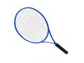 Blue tennis racket isolated on white Royalty Free Stock Photo
