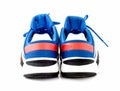 Blue tennis shoes on white backgound Royalty Free Stock Photo