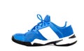 Blue tennis shoes on white backgound Royalty Free Stock Photo