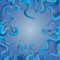 Blue tentacles of an octopus frame Royalty Free Stock Photo