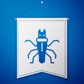 Blue Termite icon isolated on blue background. White pennant template. Vector Royalty Free Stock Photo