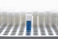Blue test tube with empty test tubes Royalty Free Stock Photo