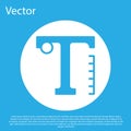 Blue Text icon isolated on blue background. White circle button. Vector Royalty Free Stock Photo