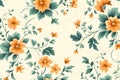 Blue textile floral vintage wallpaper nature pattern rose seamless flower Royalty Free Stock Photo