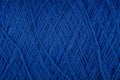 Blue texture of thick woolen thread in skein Royalty Free Stock Photo