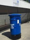 Blue thank you NHS postbox outside st Thomas hospital in London, where Boris Johnson was treated.