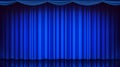 Blue Theater Curtain Vector. Theater, Opera Or Cinema Empty Silk Stage, Blue Scene. Realistic Illustration Royalty Free Stock Photo