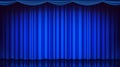 Blue Theater Curtain Vector. Theater, Opera Or Cinema Empty Silk Stage, Blue Scene. Realistic Illustration