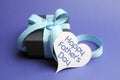 Happy Fathers Day blue theme gift and message on heart tag