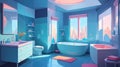 blue themed aesthetic minimalist bathroom interi ai generated Royalty Free Stock Photo