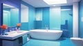 blue themed aesthetic minimalist bathroom interi ai generated Royalty Free Stock Photo