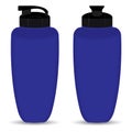 Blue Thermos bottle set of Front and Side view isolated on white background.