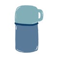 An illustration of blue thermos for camping