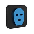 Blue Thief mask icon isolated on transparent background. Bandit mask, criminal man. Black square button.