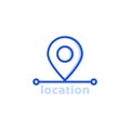 Blue thin line location pin icon