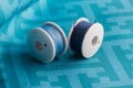 Blue thread on blue fabric