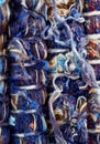 Blue thread fabric, textured background
