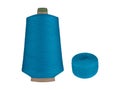 Blue Thread Spool and Balls on White Background Royalty Free Stock Photo