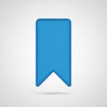 A blue, three-dimensional bookmark icon with a stylized V-shaped cut at the bottom is centered on a Royalty Free Stock Photo