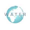 Blue three-dimensional model of water on planet with gradient, earth logo icon Royalty Free Stock Photo