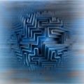 Blue three dimensional network maze motion blur