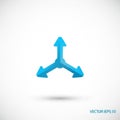 Ee-dimensional vector icon featuring three arrows diverging from a Royalty Free Stock Photo