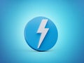 Blue thunderbolt icon 3d isometric isolated on white background. Blue Round shape Web Design Graphic. Notification Icon 3d Royalty Free Stock Photo