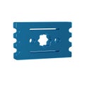 Blue Ticket icon isolated on transparent background. Amusement park.