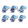 Blue tie cartoon character are playing games with various cute emoticons Royalty Free Stock Photo