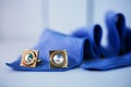 Blue tie with cuff Royalty Free Stock Photo