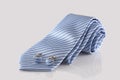 Blue tie with cuff links Royalty Free Stock Photo