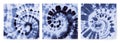 Blue Tie Dye Spiral. Soft Flower Pattern. Indigo Shibori Texture. Ikat Heart. Tie Dye Spiral in the Effect of the