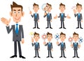 Businessman`s gestures and expression _ Nine types of whole body