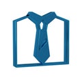 Blue Tie icon isolated on transparent background. Necktie and neckcloth symbol.