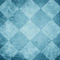 Blue tile background illustration or abstract diamond or block shape pattern on old vintage paper texture background