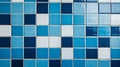 blue tile wall chequered background bathroom floor texture. generative AI Royalty Free Stock Photo