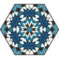 Blue Tiles Arabesque Background, Iranian Mosaic Pattern, Old Fasion Retro Islam Mosaic Tile, Oriental Vintage Wall