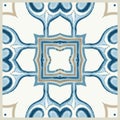 Blue Tiles Background, Old Fasion Retro Azulejo Mosaic Tile, Vintage Portuguese Wall Ceramic Seamless Pattern