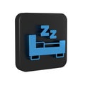 Blue Time to sleep icon isolated on transparent background. Sleepy zzz. Healthy lifestyle. Black square button.