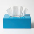 Blue tissue box with tissues, isolated on white background Royalty Free Stock Photo