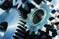 Blue titanium and steel gears Royalty Free Stock Photo