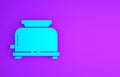 Blue Toaster with toasts icon isolated on purple background. Minimalism concept. 3d illustration 3D render