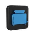 Blue Toaster with toasts icon isolated on transparent background. Black square button.