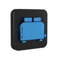 Blue Toaster with toasts icon isolated on transparent background. Black square button.