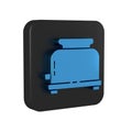 Blue Toaster with toasts icon isolated on transparent background. Black square button.