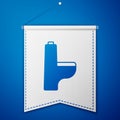 Blue Toilet bowl icon isolated on blue background. White pennant template. Vector Royalty Free Stock Photo